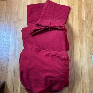 Red Flannel Sheet  Set - Queen Size